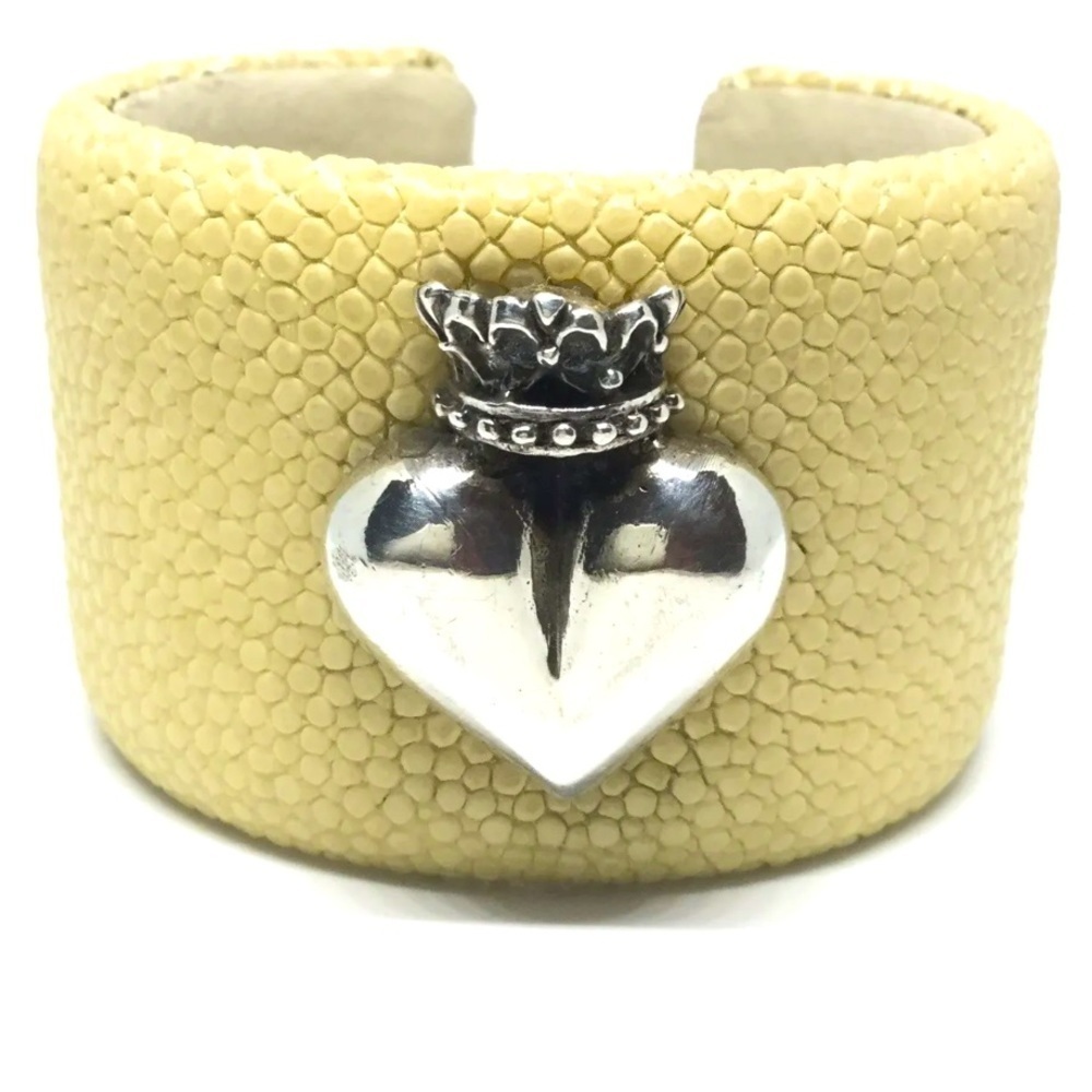 RARE KING BABY STUDIO STERLING SILVER CROWNED HEART STINGRAY CUFF BRACEL…